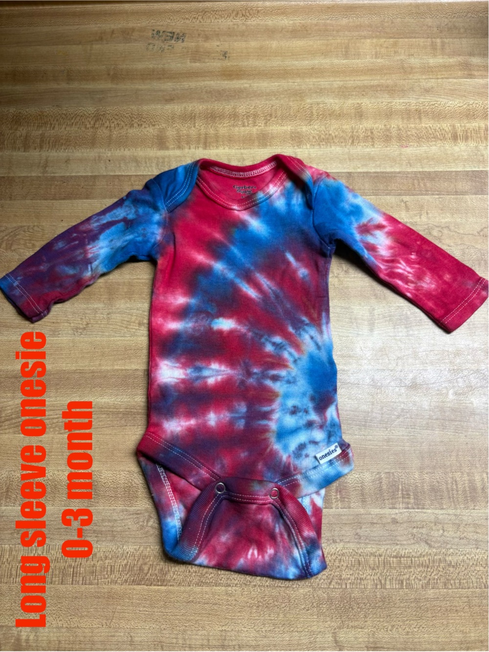 Gerber Tie-Dye Long Sleeve One-Piece - Red & Blue